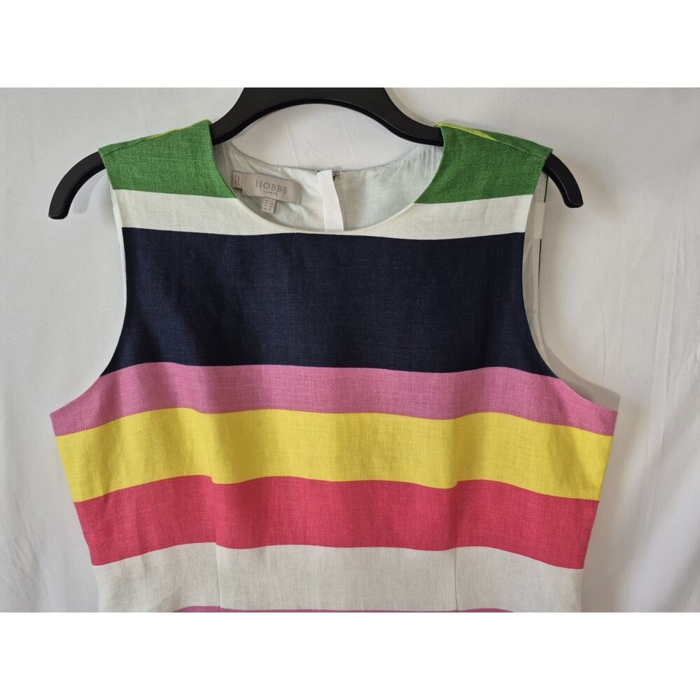 Hobbs London Designer Colorful Colorblock Linen Ives Sheath Dress US 10 - Picture 4 of 7